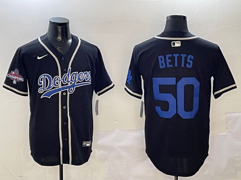 Men Los Angeles Dodgers #50 Betts Black Fashion Game 2025 Nike MLB Jersey style 8